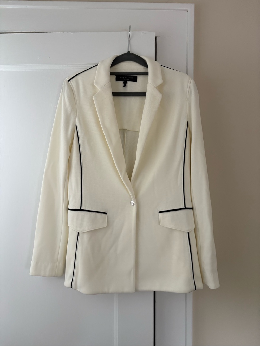 rag & bone Cream Blazer with Black Piping